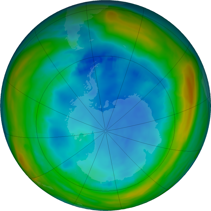 Antarctic ozone map for 28 July 2023